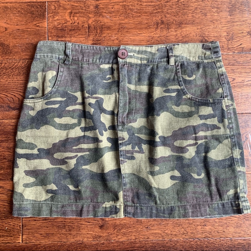 Camo denim skirt
